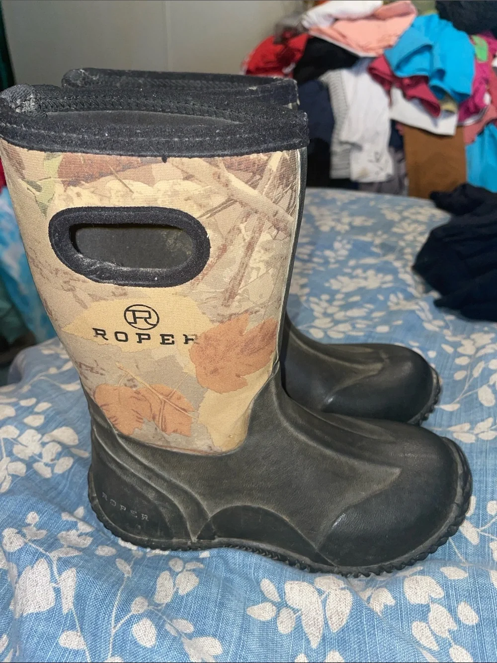 Roper Kids Camo Tan Black Rain & Snow Boots